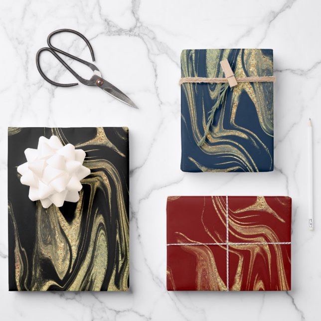 Elegant modern gold marble wrapping paper sheet (Front)
