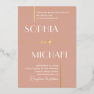 Elegant modern gold pastel pink minimalist wedding