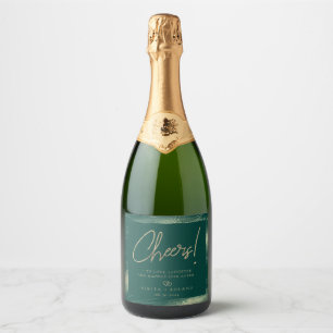 Elegant Modern Gold Personalized Green Sparkling Wine Label