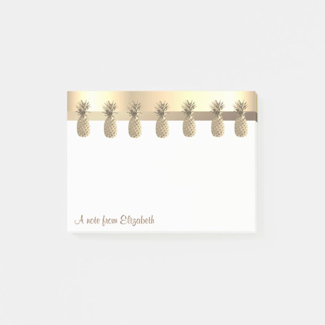 Elegant Modern Gold Pineapples Post-it Notes (Front)