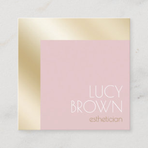 Elegant modern gold & pink aesthetician square business card