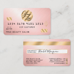 Elegant Modern Gold Pink Metallic Credit Card Logo