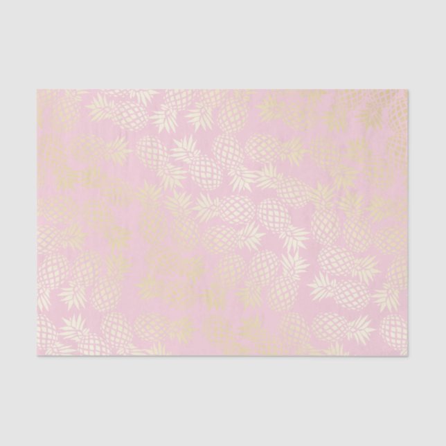 Elegant modern gold & pink pineapple pattern tissue paper (Front)