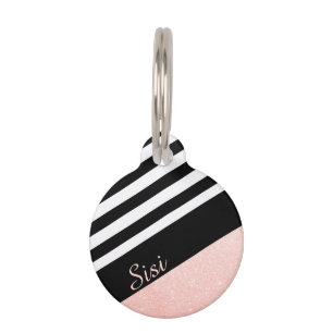 Elegant modern gold pink white abstract pattern pet tag