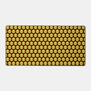 Elegant Modern Gold Polka Dots on Black Desk Mat