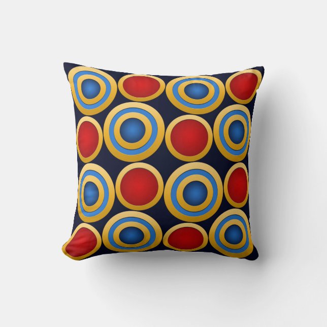 Elegant, modern, gold rings, red, navy blue throw pillow (Front)
