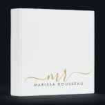 Elegant Modern Gold Script Monogram Initials Name Binder<br><div class="desc">Personalized modern, minimalist note card with elegant handwritten calligraphy script initials monogram and name in gold initials and black name type. You can edit the colours and fonts by clicking on "edit using design tool". You may contact me for other matching products with this typographic design. BE SURE TO LEAVE...</div>