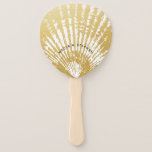 Elegant Modern Gold Seashell Beach  Hand Fan<br><div class="desc">Create your own chic and elegant personalized hand fans with a seashell design that will keep guests cool at your outdoor beach wedding, birthday party, graduation, or any special coastal or seashell theme event. The paper fans with wood handles can be personalized easily with the design editor where you can...</div>