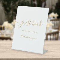 Elegant Modern Gold Signature Script Guest Book