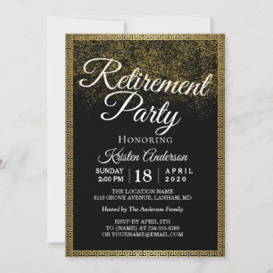 Elegant Modern Gold Sparkles Retirement Party Invi Invitation
