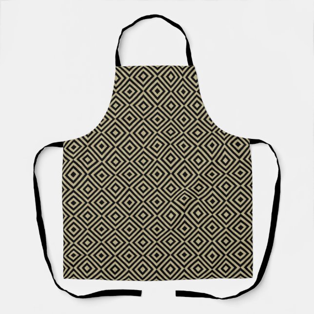 Elegant Modern Gold Squares Diamonds Tiles Pattern Apron (Front)
