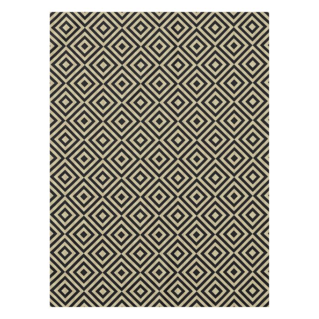 Elegant Modern Gold Squares Diamonds Tiles Pattern Tablecloth (Front)