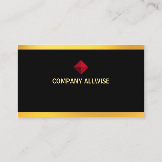 Elegant Modern Gold  Stripes on Black Business Card (Front)