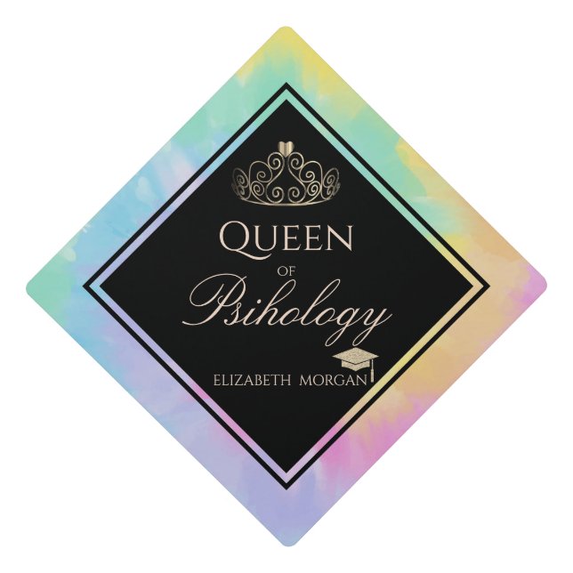 Elegant Modern Gold Tiara Colourful Graduation Cap Topper (Front)