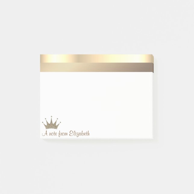 Elegant Modern Gold Tiara -  Personalized Post-it Notes (Front)