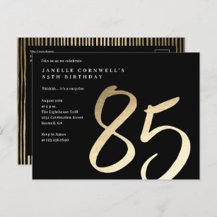 Elegant Modern Gold Type 85th Birthday Invitation Postcard