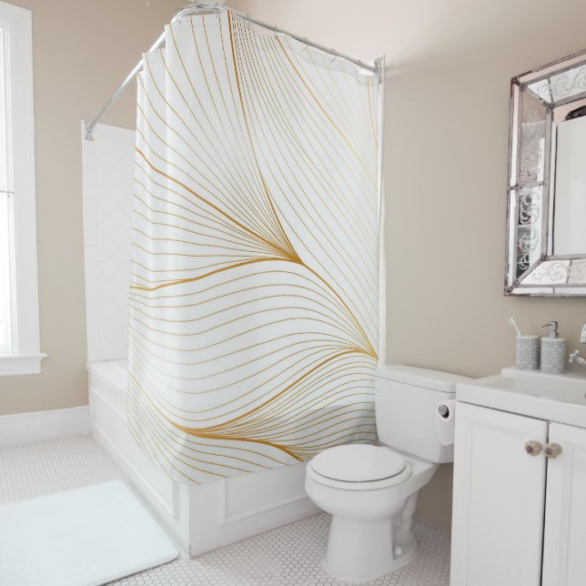 Elegant Modern Gold White Leaves Line Collection (In Situ)