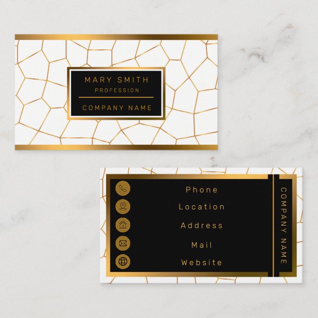Elegant Modern Gold White Stained Glass Collection Business Card (Front/Back)