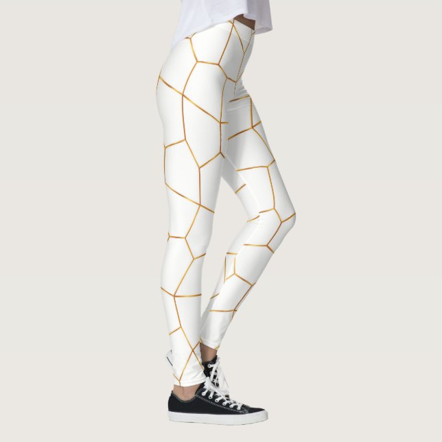 Elegant Modern Gold White Stained Glass Collection Leggings (Right)