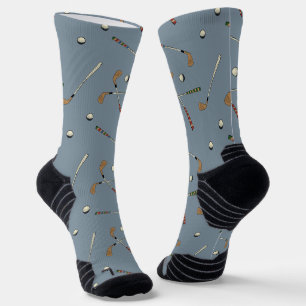 Elegant Modern Golf Golfer Club Ball Pattern Blue Socks
