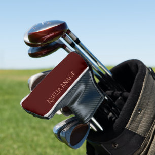 Elegant Modern Golfer Gold Rose Typography & Red   Golf Head Cover
