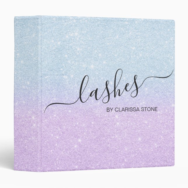 Elegant modern gradient blue purple glitter binder (Front/Spine)