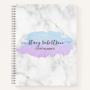 Elegant modern gradient blue purple glitter notebook