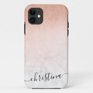 Elegant modern gradient copper gold white marble iPhone 11 case