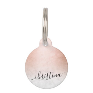 Elegant modern gradient copper gold white marble pet tag