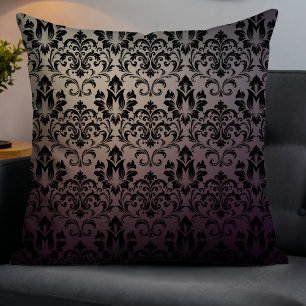 Elegant Modern Gradient Damask Purple Fade Throw Pillow