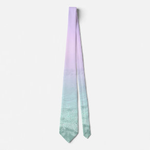Elegant modern gradient mint green glitter purple tie