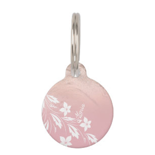 Elegant modern gradient rose gold glitter floral pet tag