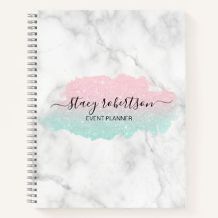 Elegant modern gradient rose gold mint glitter notebook