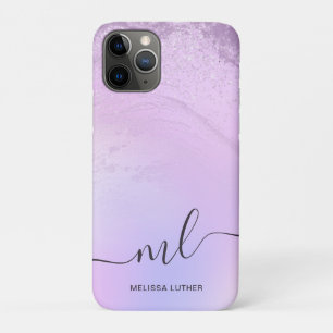 Elegant modern gradient violet glitter marble iPhone 11 pro case