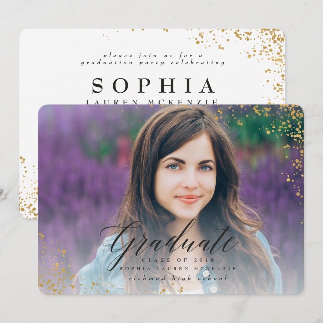 ELEGANT MODERN GRADUATE INVITATION (Front/Back)