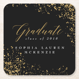 ELEGANT MODERN GRADUATE  SQUARE PAPER COASTER
