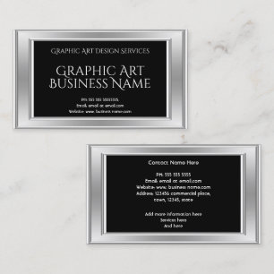 Elegant Modern Graphic Art Design Silver Black Business Card