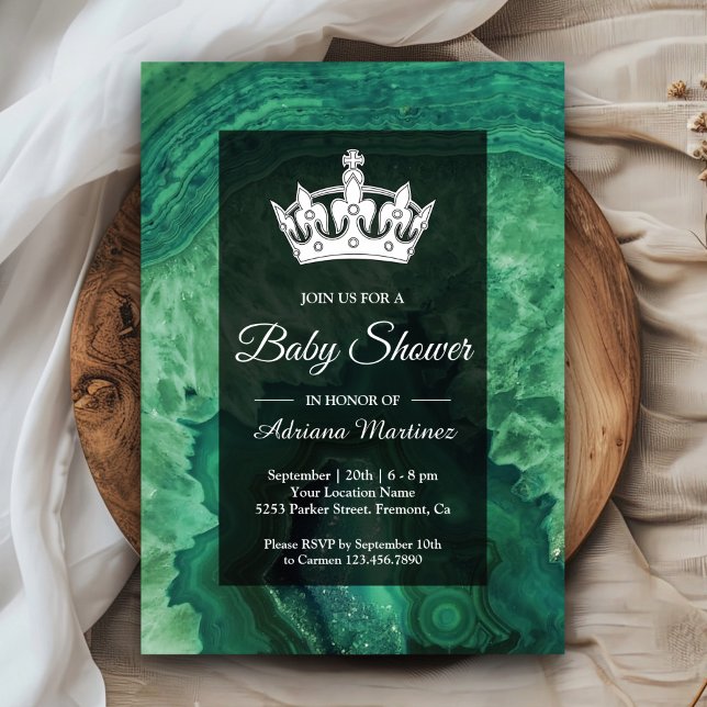 Elegant Modern Green Agate Baby Shower Invitation (Creator Uploaded)