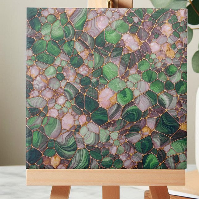 Elegant Modern Green and Gold Pebble  Tile (Creator Uploaded)