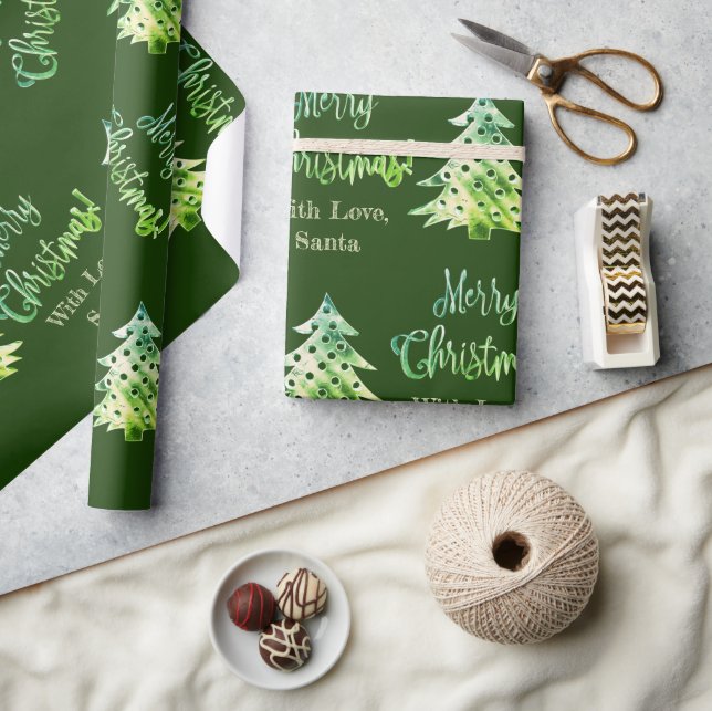 Elegant Modern Green Christmas Tree Chic Wrapping Paper (Crafts)