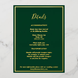 Elegant Modern Green Gold Details Enclosure Card