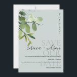 ELEGANT MODERN GREEN GREY EUCALYPTUS WATERCOLOR SAVE THE DATE<br><div class="desc">If you need any further customisation please feel free to message me on yellowfebstudio@gmail.com.</div>