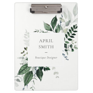 Elegant Modern Green Leafy Tropical Foliage Fern Clipboard