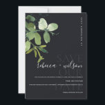 ELEGANT MODERN GREEN NAVY EUCALYPTUS WATERCOLOR SAVE THE DATE<br><div class="desc">If you need any further customisation please feel free to message me on yellowfebstudio@gmail.com.</div>