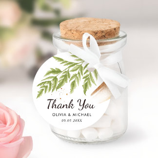 Elegant Modern Greenery and Gold Wedding Thank You Favour Tags
