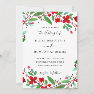 Elegant Modern Greenery Flowers Wedding Invitation
