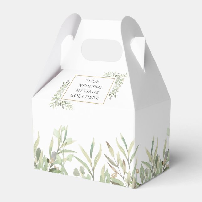 Elegant Modern Greenery Foliage Wedding Favor Box (Front Side)