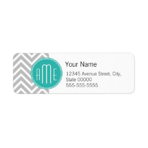 Elegant Modern Grey Chevron and Mint Monogram