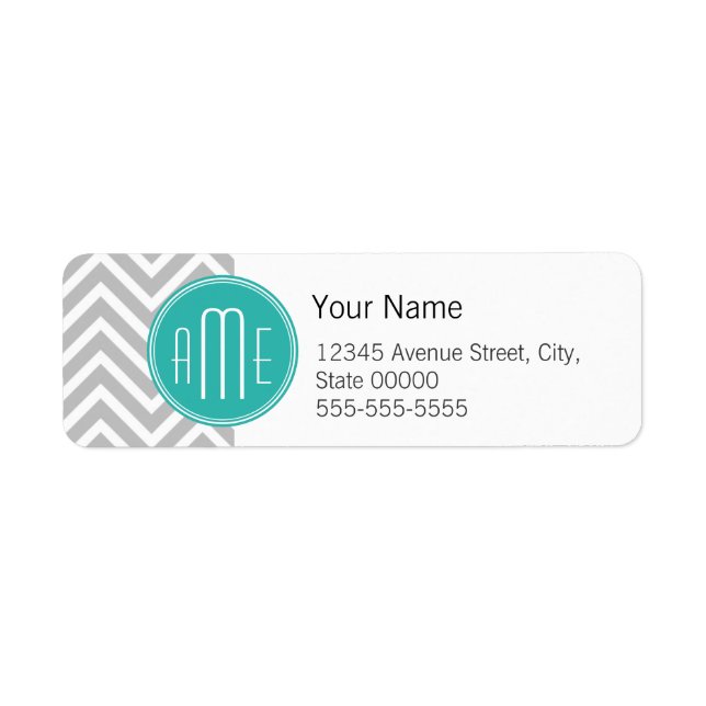 Elegant Modern Grey Chevron and Mint Monogram (Front)