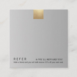 Elegant Modern Grey Gradient Gold Accent Referral Square Business Card